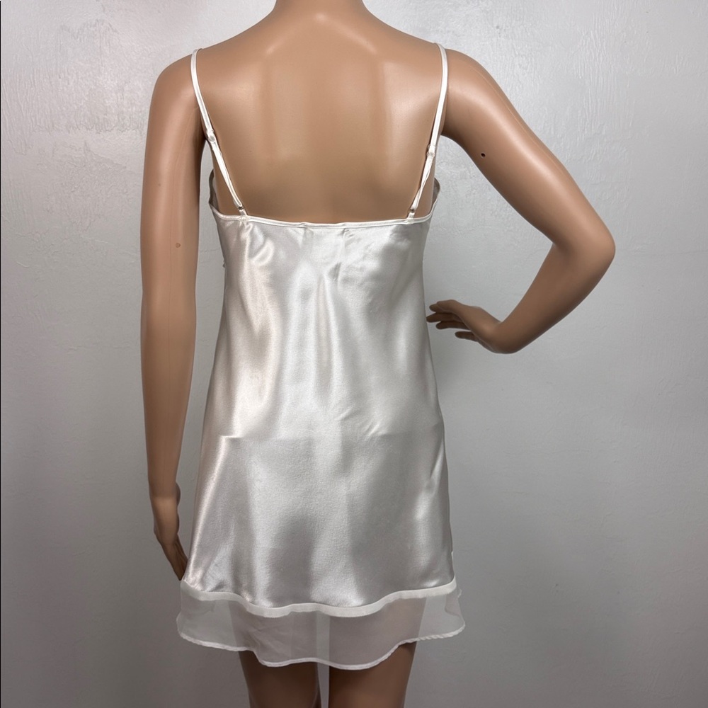 Intimo Amore Champagne Satin Slip Nightgown Floral Lace Trim XS Lingerie Soft - Picture 3 of 7